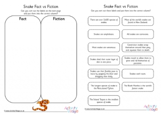 Snakes Fact vs Fiction Worksheet