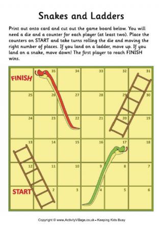 Snakes and ladders printable