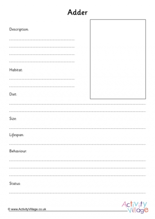 British Snakes Fact Finding Worksheets