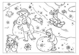 Snowy Day Colouring Page