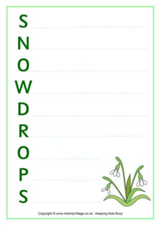 Snowdrops Acrostic Poem Printable 