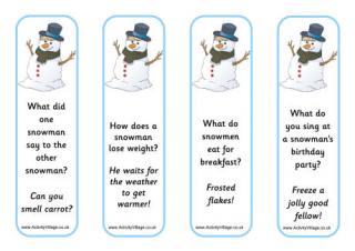 Snowman Jokes Bookmarks