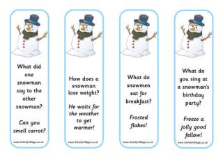 Snowman Jokes Bookmarks