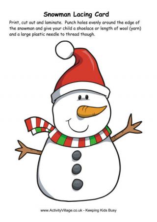 christmas snowman lacing card