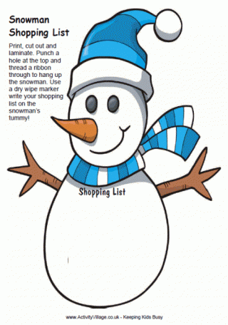 Snowman Shopping List