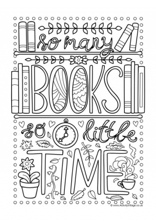 So Many Books So Little Time Colouring Page