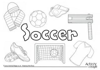 Soccer Collage Colouring Page