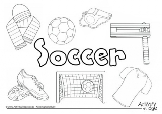 Soccer Collage Colouring Page