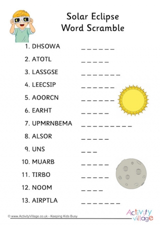 Solar Eclipse Word Scramble