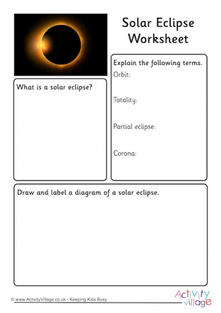 Solar Eclipse Worksheet 1