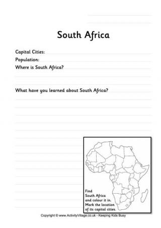 South Africa Worksheet