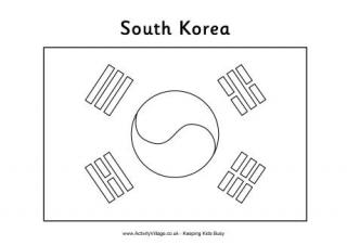 South Korea Flag Colouring Page