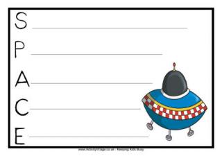 Space Acrostic Poem Printable