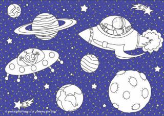 Space Colouring Page 2