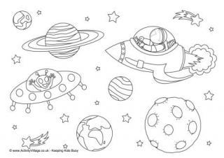 Space Colouring Page