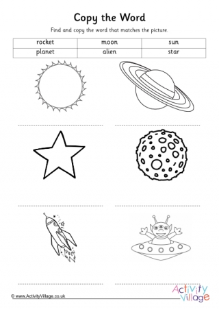 Space Copy the Word Worksheet