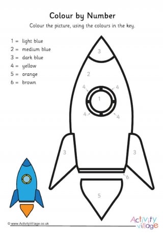 Space Rocket Colour By Number