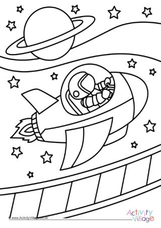 Space Scene Colouring Page 2