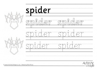 Spider Handwriting Worksheet