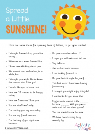 Spread A Little Sunshine Letter Starters