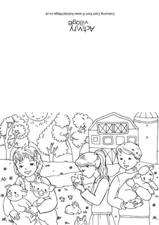 Spring Animals Colouring Card