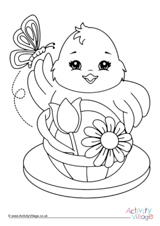 Spring Basket Colouring Page
