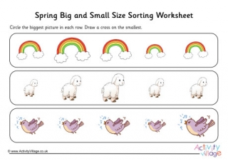 Spring Big And Small Size Sorting Worksheet