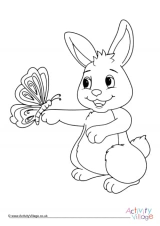 Spring Bunny Colouring Page