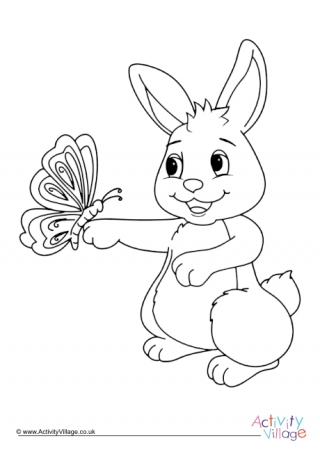 Spring Bunny Colouring Page