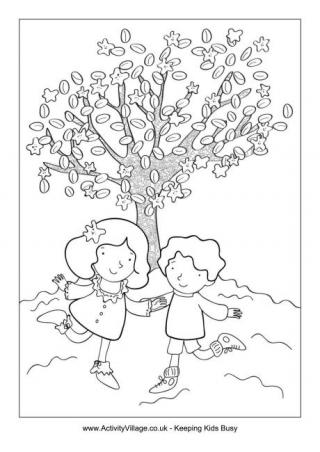 Spring Children Colouring Page