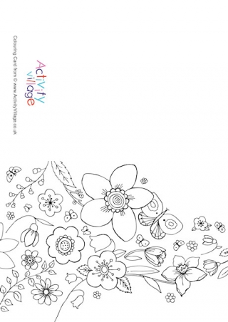 Spring Flowers Colouring Card