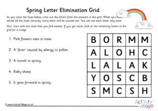 Spring Letter Elimination Grid