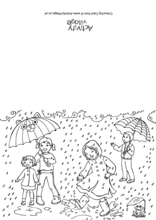 Spring Shower Colouring Card