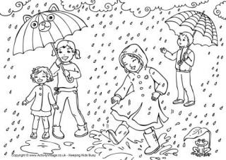 Rainy Day Colouring Page