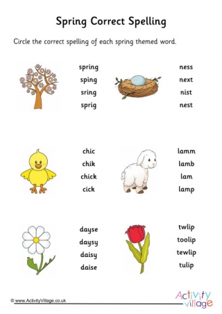 Spring Spelling Corrections Worksheet