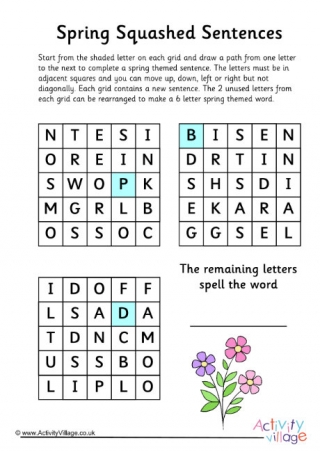 Spring squashed sentences puzzle