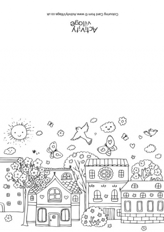 Spring Street Colouring Card