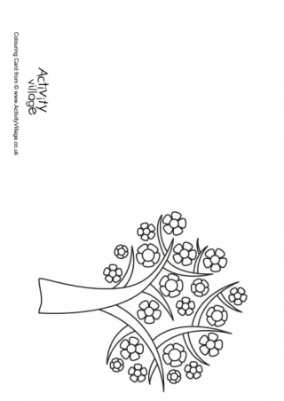 Spring Tree Colouring Card