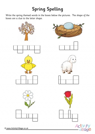 Spring Word Shapes Worksheet