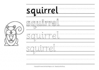 Squirrel Handwriting Worksheet