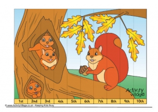 Squirrels Jigsaw - Ordinal Numbers