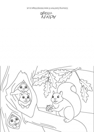 Squirrels Scene Colouring Card