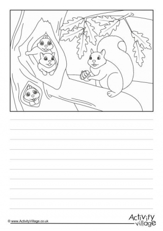 Squirrels Scene Story Paper