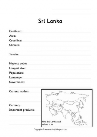 Sri Lanka Fact Worksheet