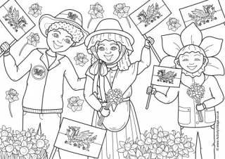 St David's Day Colouring Page 2