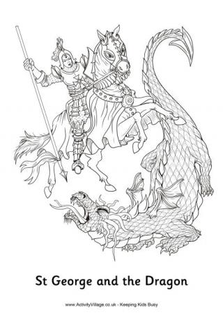 St George and the dragon colouring page 