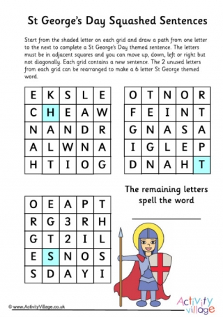 St Georges Day Squashed Sentences Puzzle