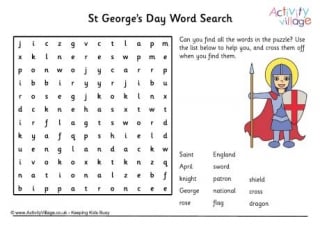 St George's Day Word Search