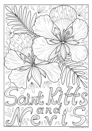 St Kitts and Nevis National Flower Colouring Page