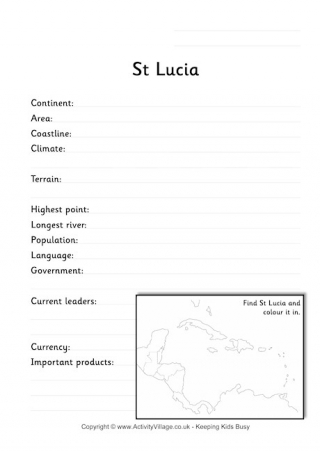 St Lucia Fact Worksheet